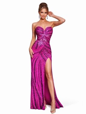 NWT $650 Portia & Scarlett PS24814 Majenta Beaded Formal Prom Gown US 12
